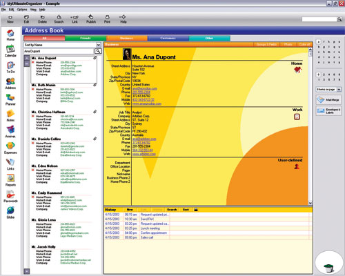 Easily track business and personal contacts.
